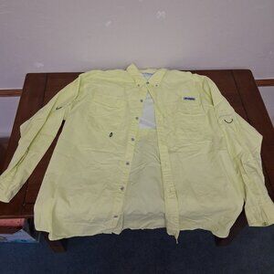 Columbia Long Sleeve Fishing Shirt, Neon Yellow/green, XL